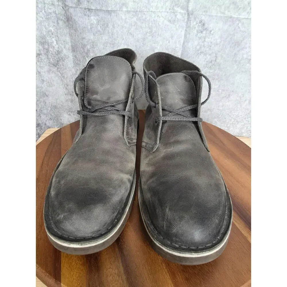 Clarks Chukka Boots Mens 11.5‎ M Buschacre 2 Gray Leather Lace Up Ankle Shoes